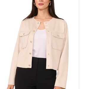 Vince Camuto Faux-suede Collarless‎ 
Raw-Hen Jacket